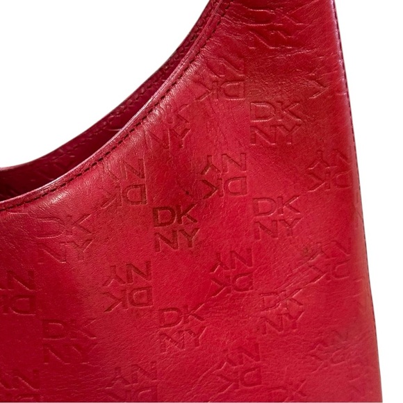 Vintage DKNY Red Leather Monogram Shoulder Bag – Y2K Vibes - Picture 12 of 14